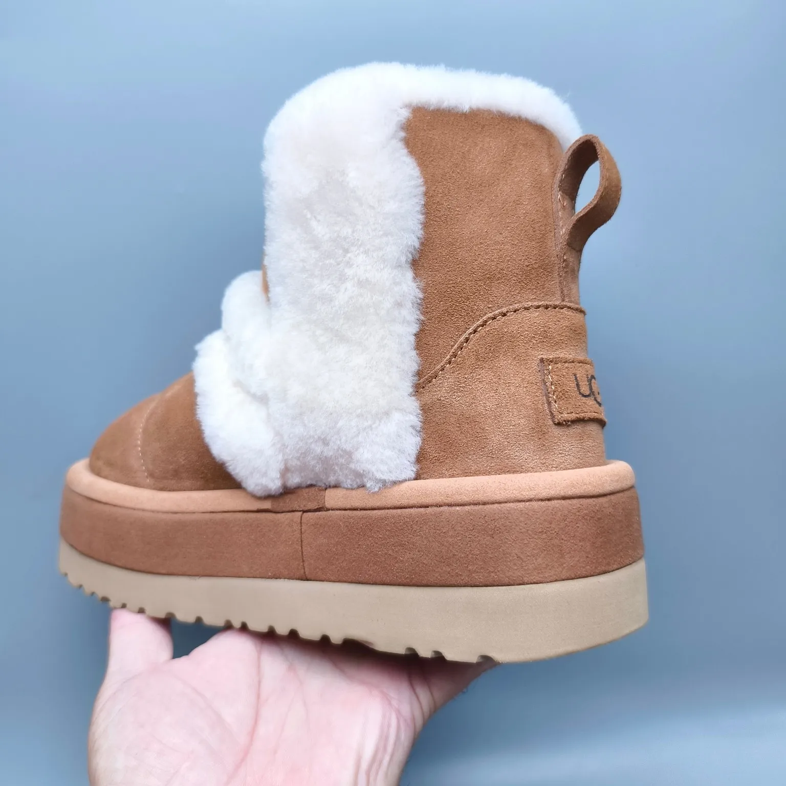 💰600 UGG sheepskin all-in-one snow boots 3316 caterpillar thick-soled mid-top casual shoes Color: Maroon Chocolate Size: 35-41